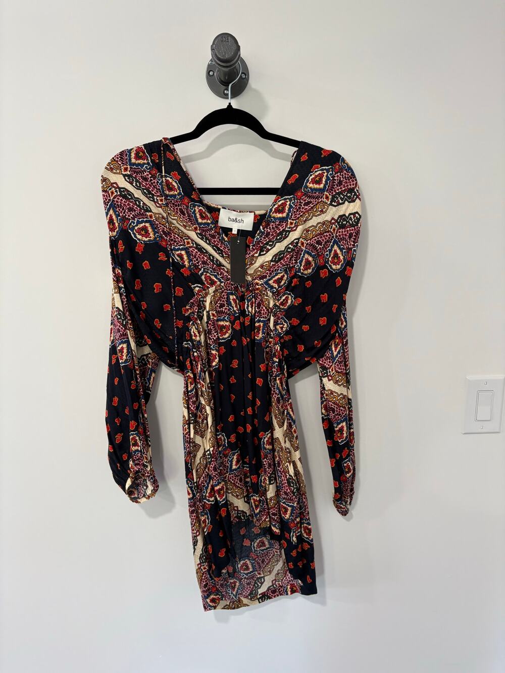 Ba&sh Long Sleeve Paisley Print Mini Dress Size S